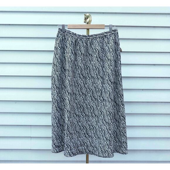 Vintage 90s Leslie Fay Zebra Print Stretch Waist Midi Skirt - Picture 1 of 6